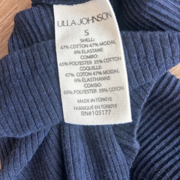 Ulla Johnson Lilo Top In Midnight Ultra Fine Ribbed Knit Layered Ruffle Sleeves - Picture 11 of 11